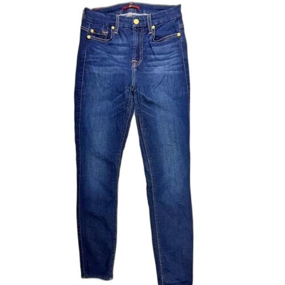 7 For All Mankind Size 24 Womens Jeans Mid Rise Skinny Stretch Dark Wash